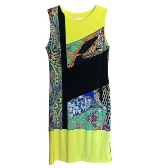 Joseph Ribkoff Color Block Print Sleeveless Shift Dress - LNC - Picture 2 of 6